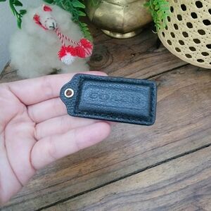 Coach Black Leather Hang Tag Bag Charm Pendant